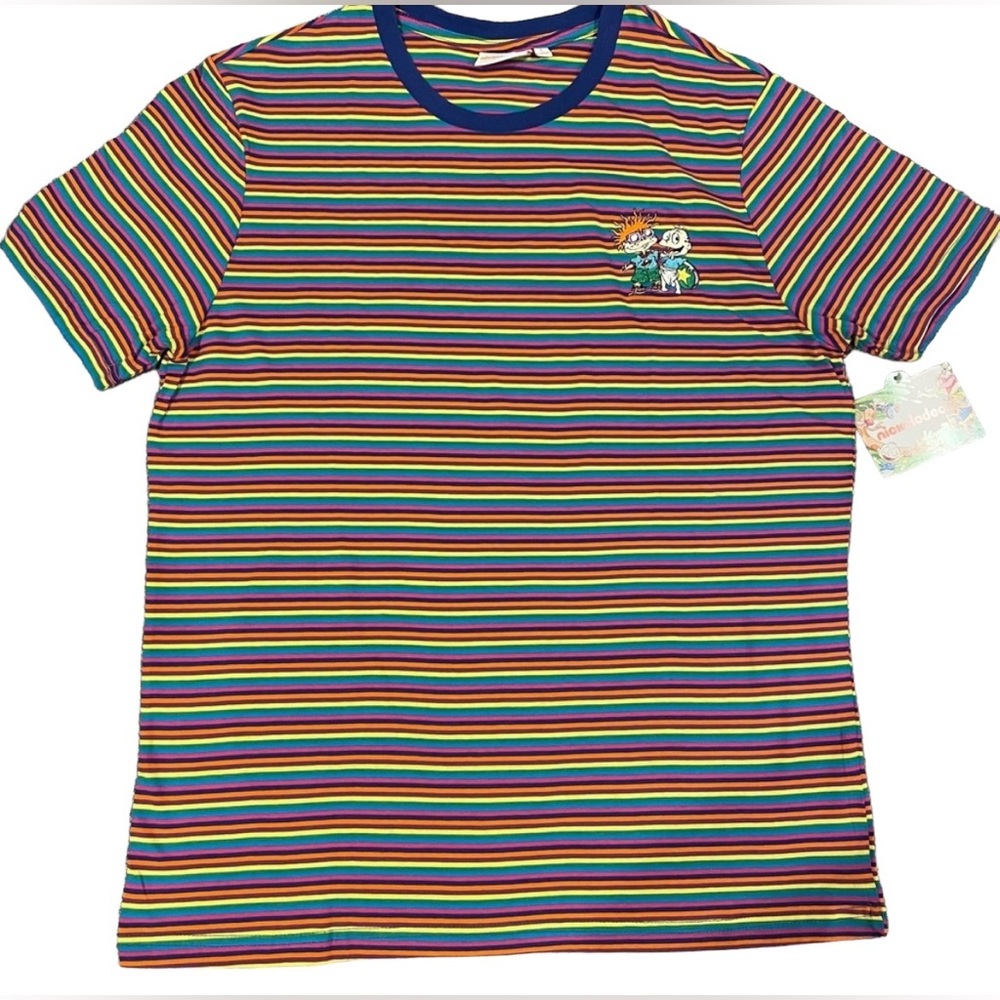 Vintage 90’s Nickelodeon embroidered Rugrats tv show T-shirt, striped shirt